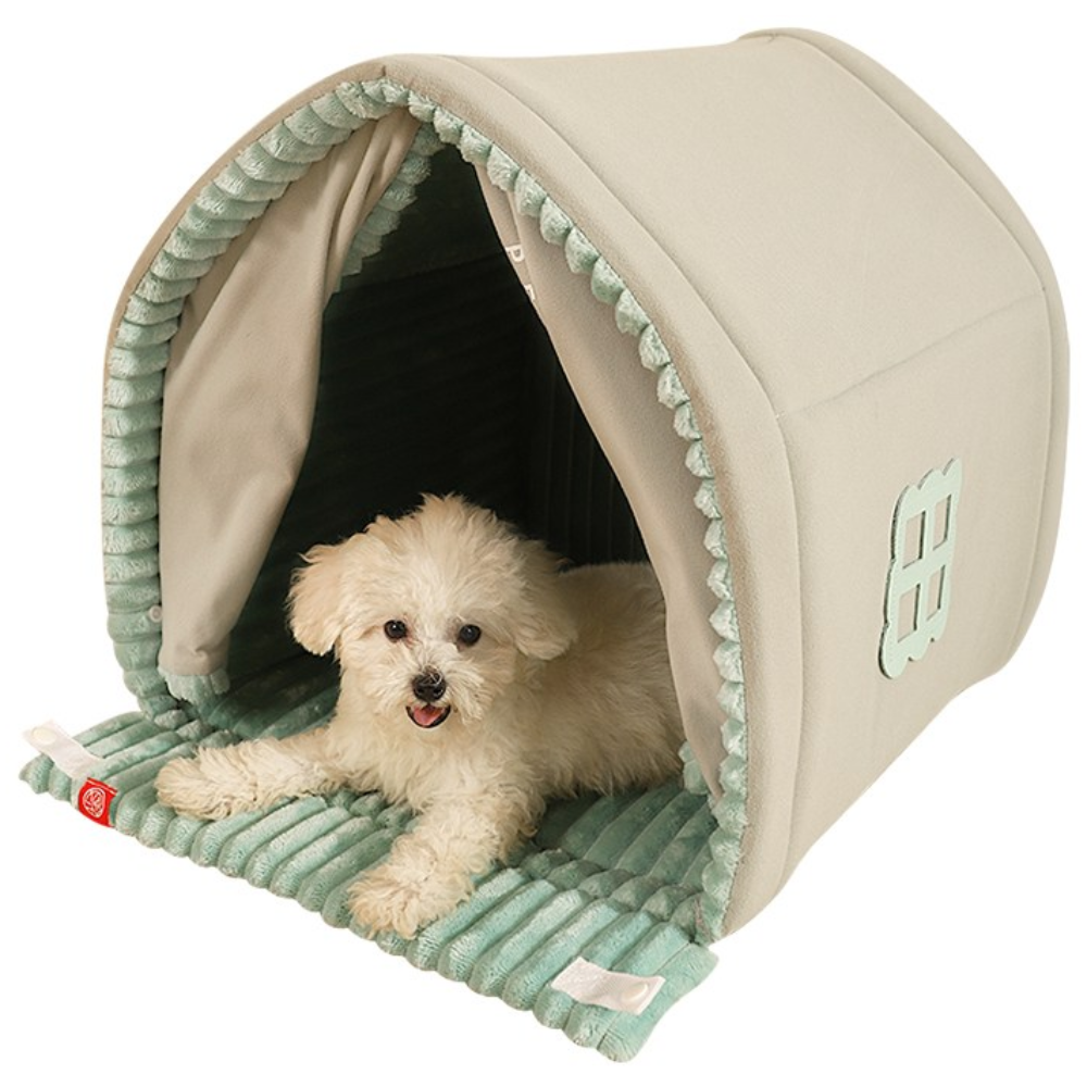 먀오샤오위안 소형견 방한 하우스, 폐쇄형 겨울 강아지 침대, 초록색, 1개 47,500원