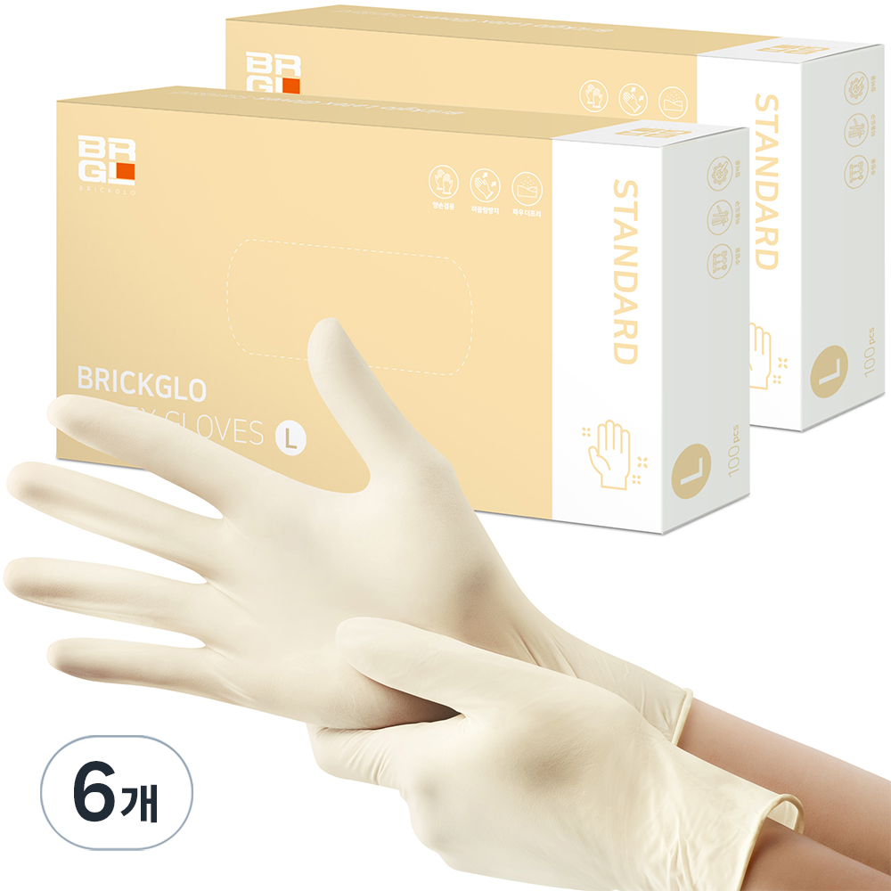 브릭글로 스탠다드 라텍스장갑, 베이지, 대(L), 6개 48,000원