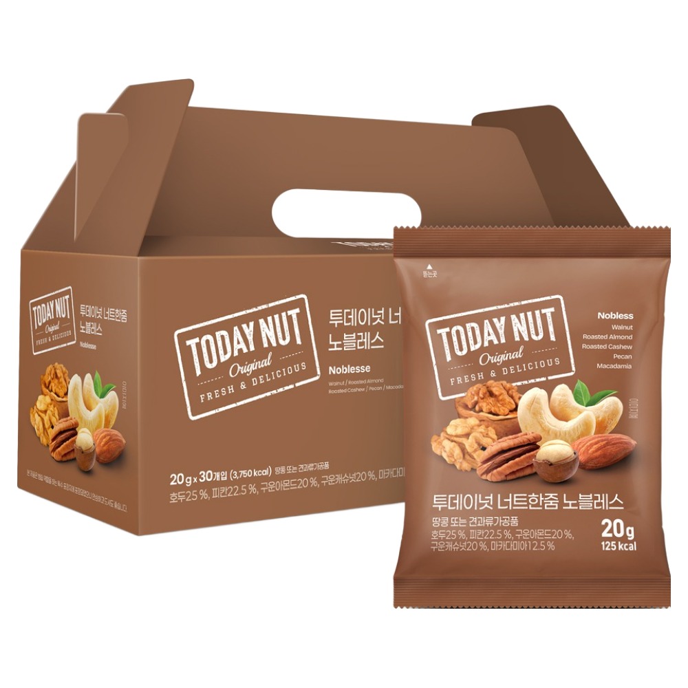 투데이넛 너트한줌 노블레스 믹스넛 20g, 20g, 30개 23,200원
