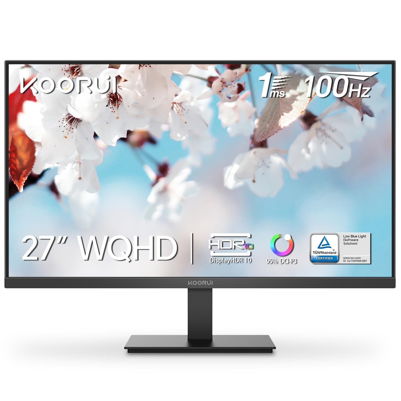 KOORUI 27 IPS WQHD 100hz 1ms pc HDMI DisplayPort HDR10 Adaptive Sync VESA E2721F 모니터 인치 267,780원
