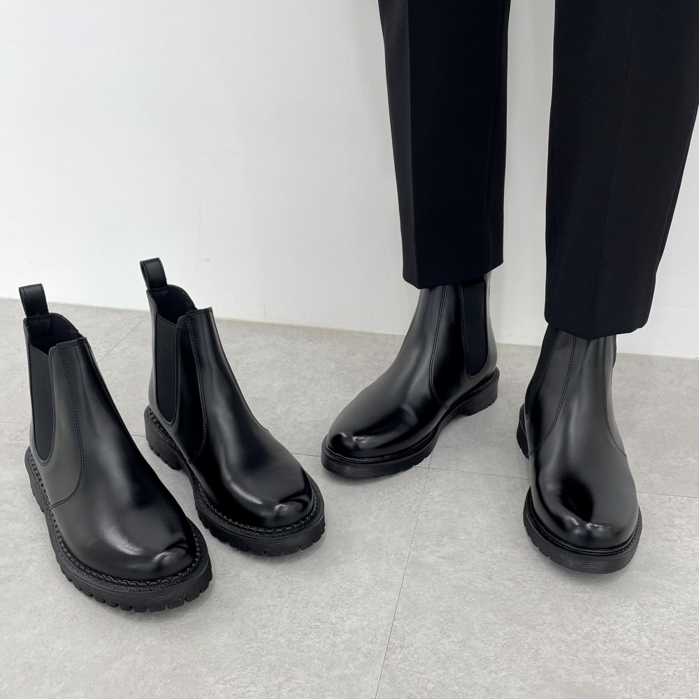 오오룩 남자 발편한 키높이 가죽 첼시부츠 블랙 앵클부츠 42,500원