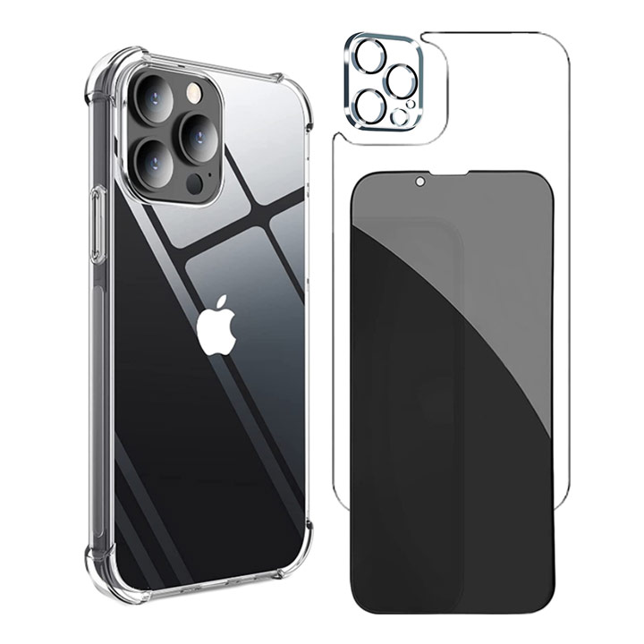 투명 젤하드 범퍼 케이스 + 프라이버시 사생활 풀커버 강화유리 올인원 패키지 (아이폰 케이스 + 전면 후면 카메라 강화 유리) 10,900원
