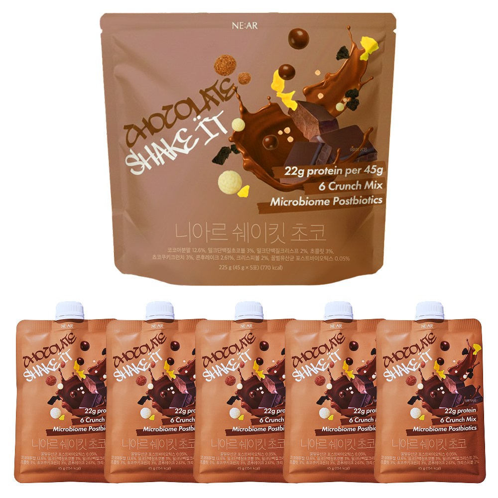 니아르 고단백 쉐이크 프로틴 쉐이킷 초코맛, 5개, 45g 29,900원