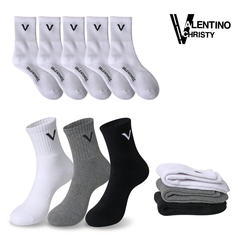 양말조아 발렌티노크리스티 남성 스포츠 통파일 양말 중목 면100 발등올쿠션 헬스 테니스 양말 -중목5족, 중목 블랙1화이트2그레이2 15,900원