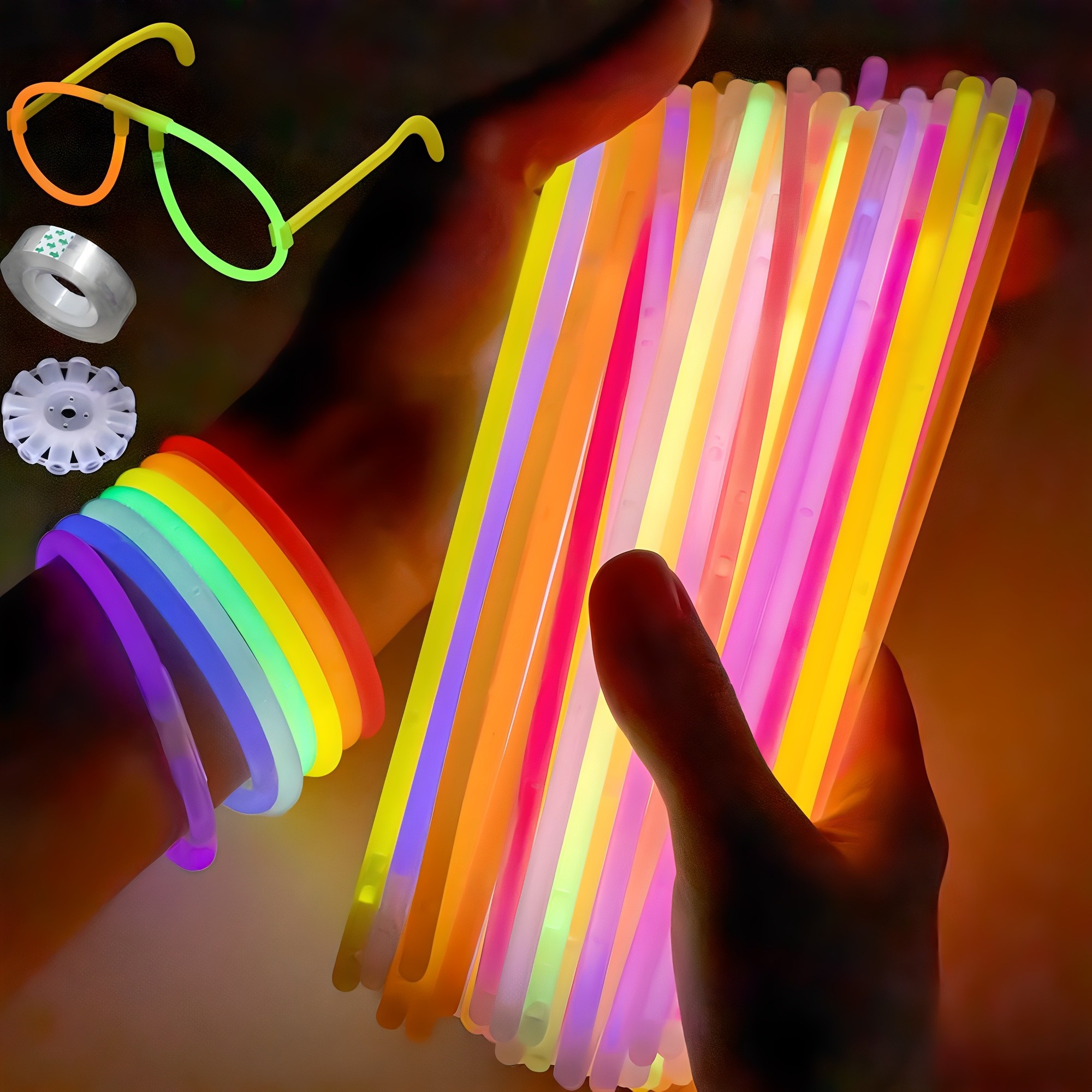 타이거라이프 KC인증 야광팔찌 100개입 8시간 고급형, 1세트, 7색 혼합 8,800원