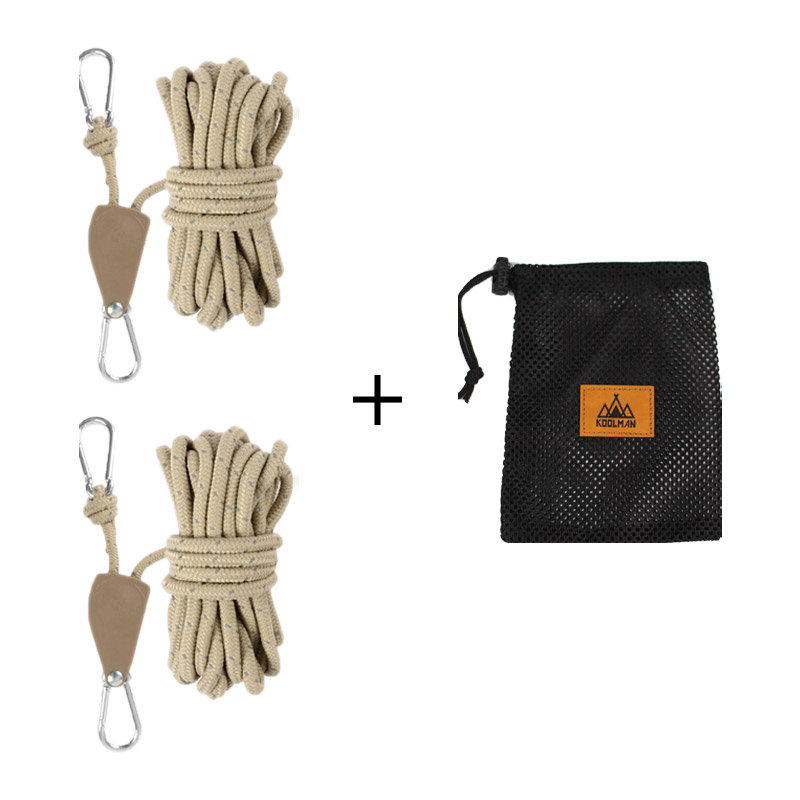 KOOLMAN(쿨맨) 다용도 이지스토퍼 로프라쳇 타프 스트링 6mm_5M 2개 + 메쉬파우치 세트 9,800원