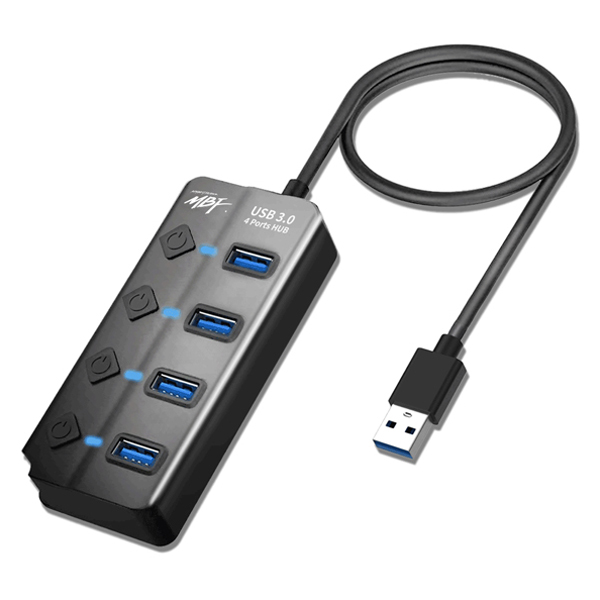 엠비에프 USB 3.0 A타입 4포트 무전원 USB허브 MBF-UH304BK, 블랙, 1개 9,500원