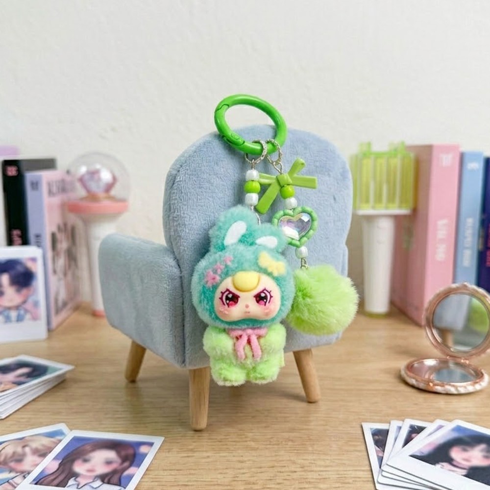 라부부 미니 키링 키링줄 세트구성 캐릭터 가방 키링 귀여운 열쇠고리 가방 고리, 1개, 리본(그린) 7,500원