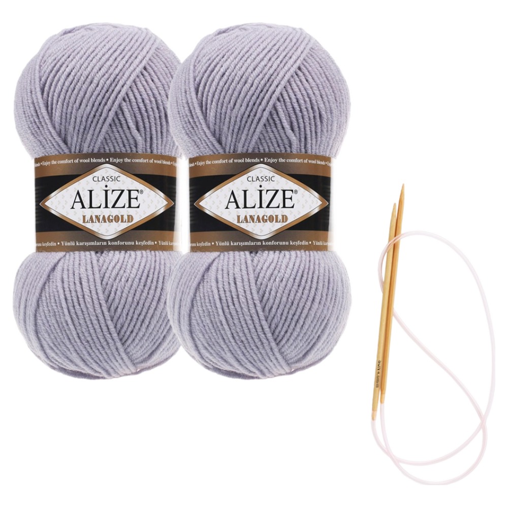 alize 라나골드 뜨개실 100g x 2p, 목도리 패키지 도안 및 대바늘, 200, 1개 10,480원
