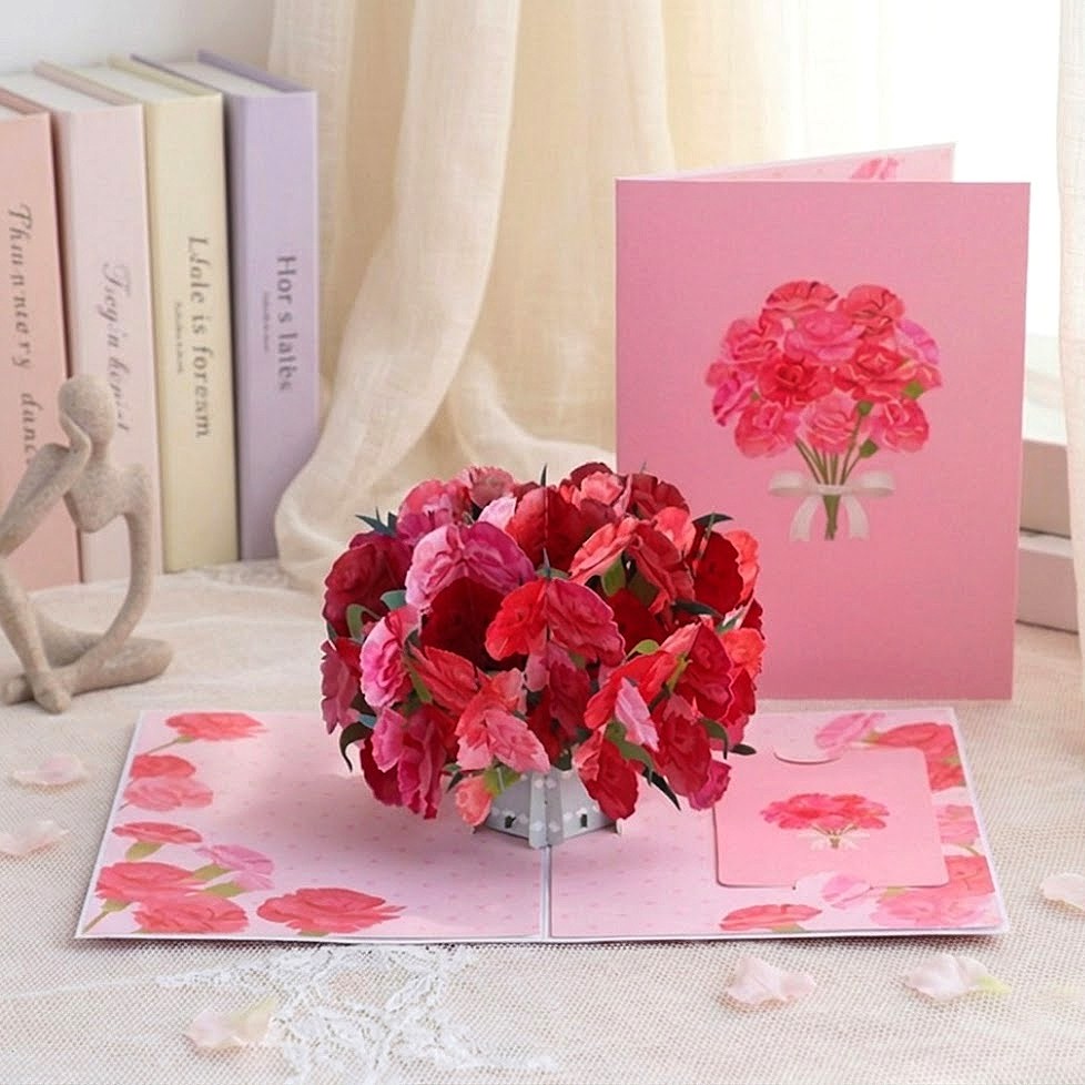 3D 카네이션 팝업카드 어버이날 선생님 입체 감사카드, 1개, 핑크 9,980원