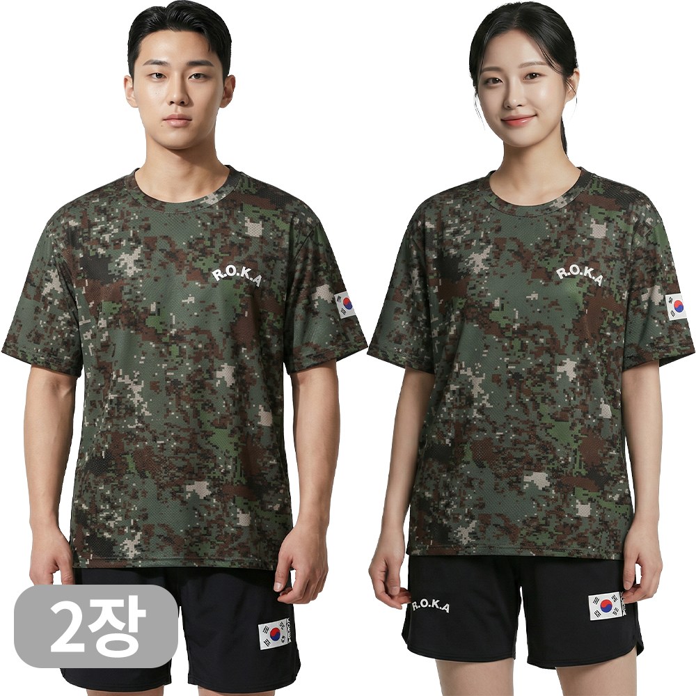 아소트 남녀공용 냉감 통기성 메쉬 로카티 코리아 아미 ROKA 반팔 티셔츠 2장세트 13,930원