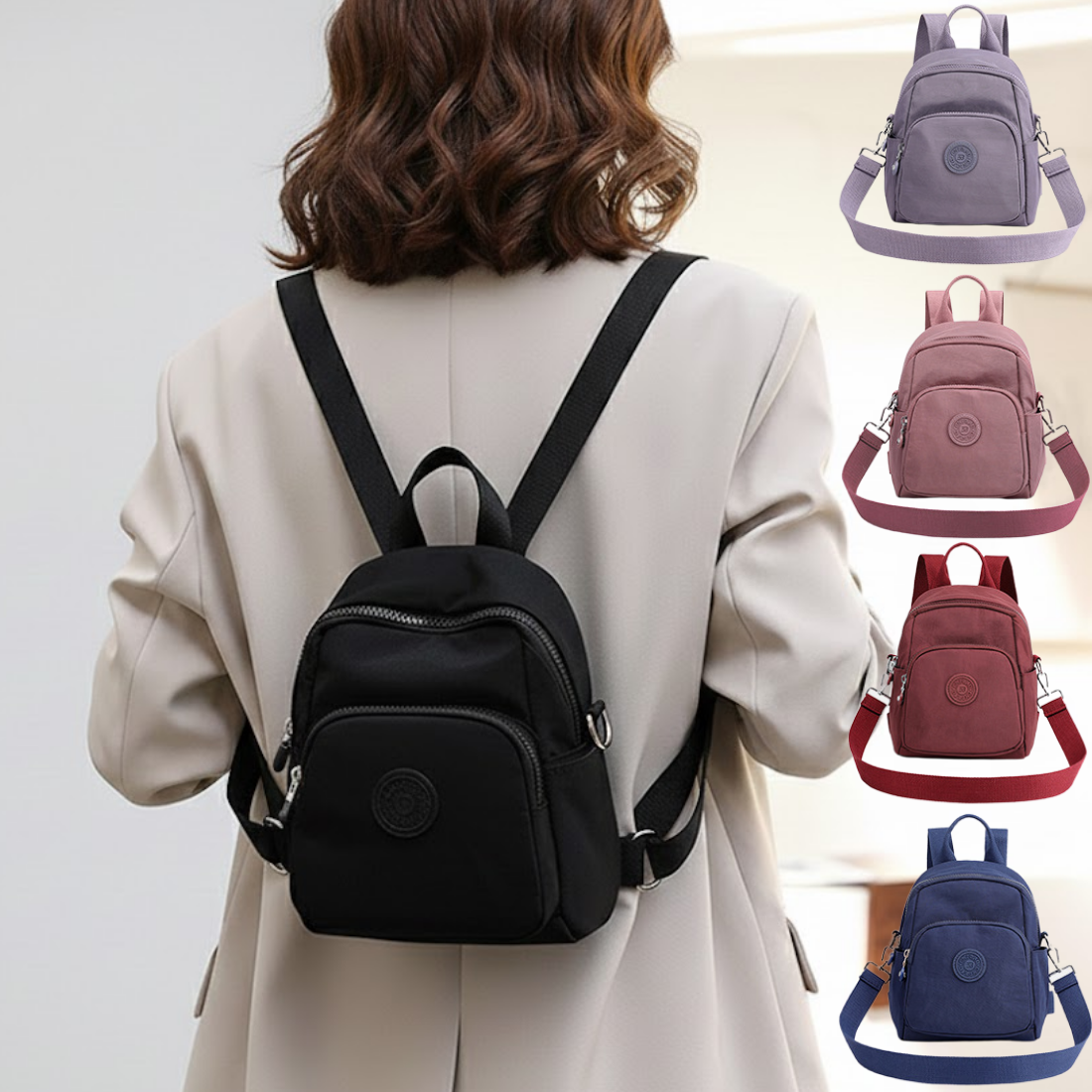 로어바제이 여성용 초경량 미니 백팩 가벼운 방수 나일론 데일리 가방 17,800원