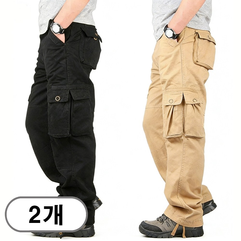 차쿠 1+1(2세트) 남성 면 코튼 카고바지 작업바지 캠핑바지 목수바지 아웃도어바 지포켓바지 아빠바지 아저씨바지 빅사이즈 47,800원
