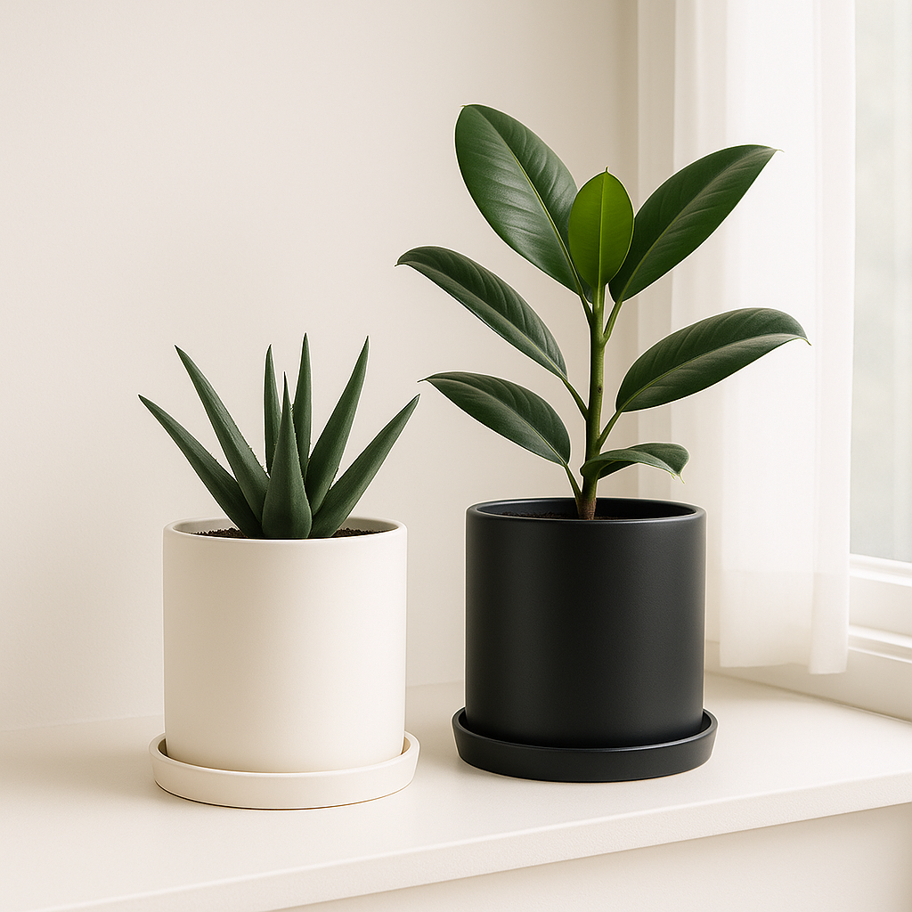 모던레시피 무광 원형 도자기 화분 받침 세트 시리즈 / 깔끔한 무광 마감 / 모던 감성 거실 인테리어 화분, 1개, 블랙 5,900원