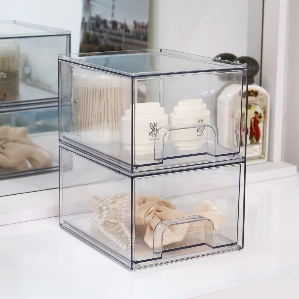 이지유 투명 아크릴 화장품 정리함 소품 수납 립스틱 서랍식 보관, 1개, 투명 서랍 보관함 소형 9,900원