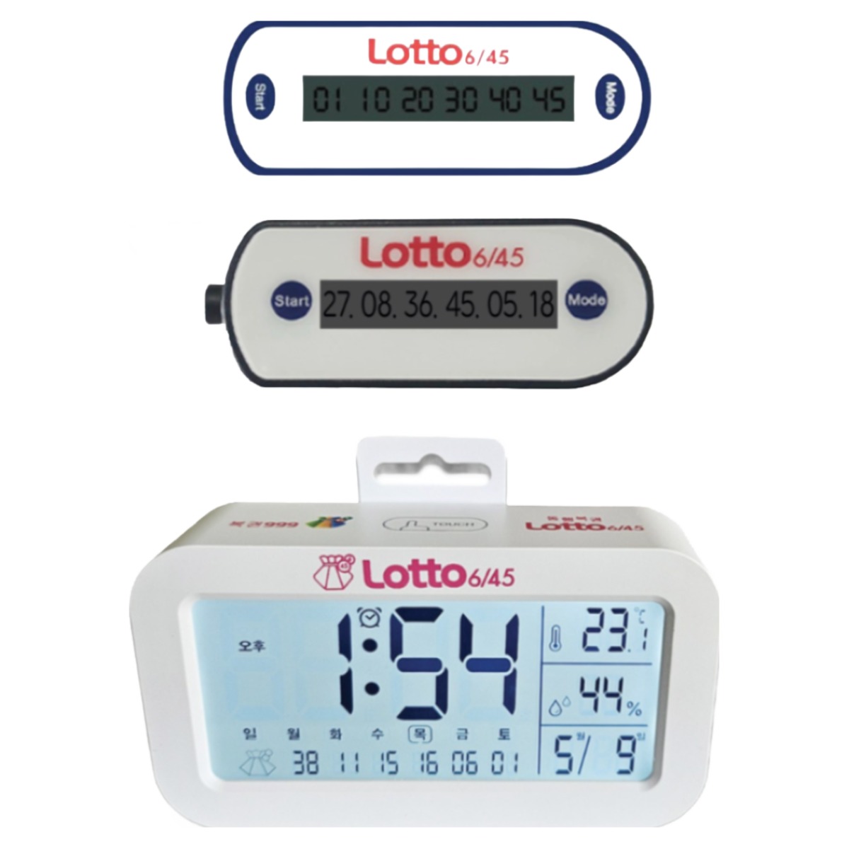 로또 번호 추출기  디지털시계 로또추첨기 거실용 차량용시계 선물용 화이트 블랙 탁상시계 13,900원