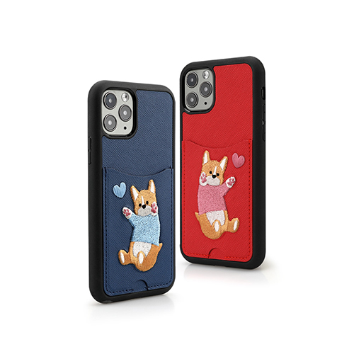 웰시코기 자수 카드포켓 가죽 아이폰 핸드폰케이스 19,890원