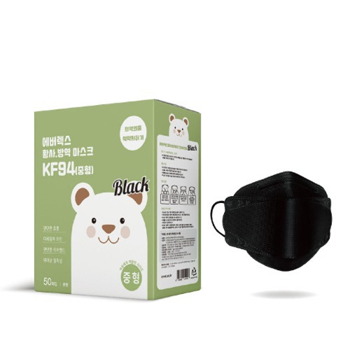 에버렉스 국산 황사 방역 마스크 KF94 중형 블랙 50매입 17,500원