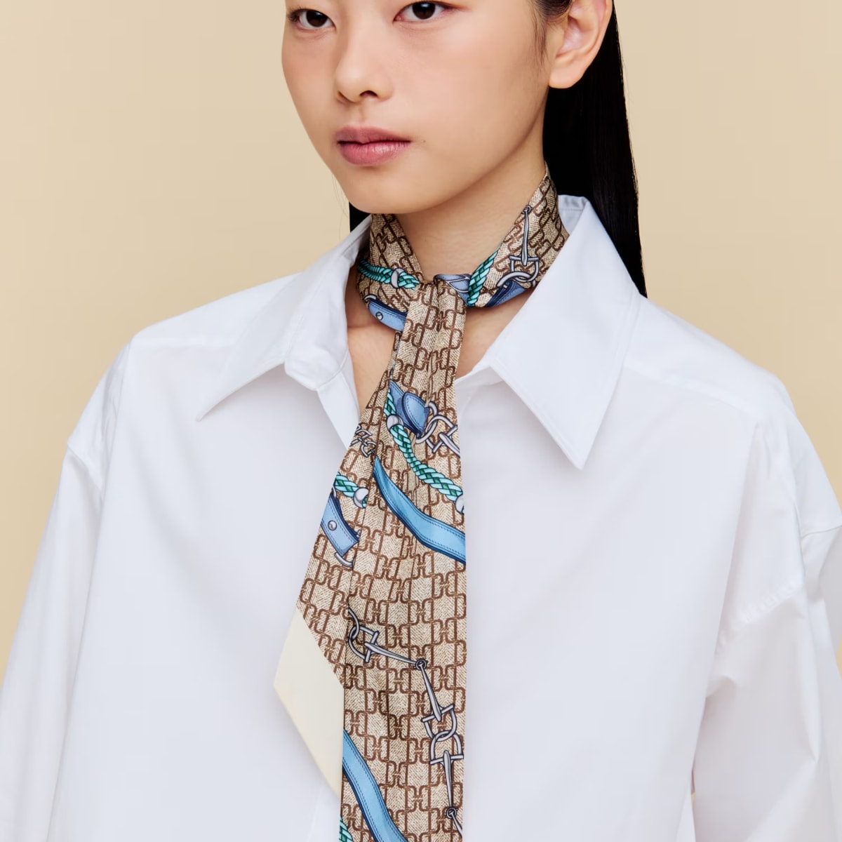 [국내백화점상품] 닥스 스카프 브라운 DD 패턴 트윌리 실크 73,800원