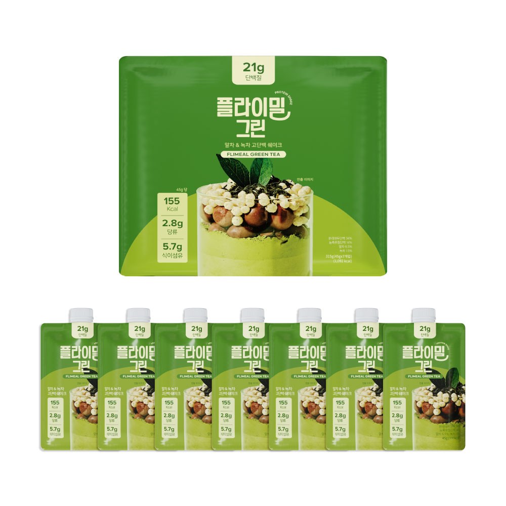플라이밀 단백질 쉐이크 그린 파우치 녹차 말차 라떼 맛 23,300원