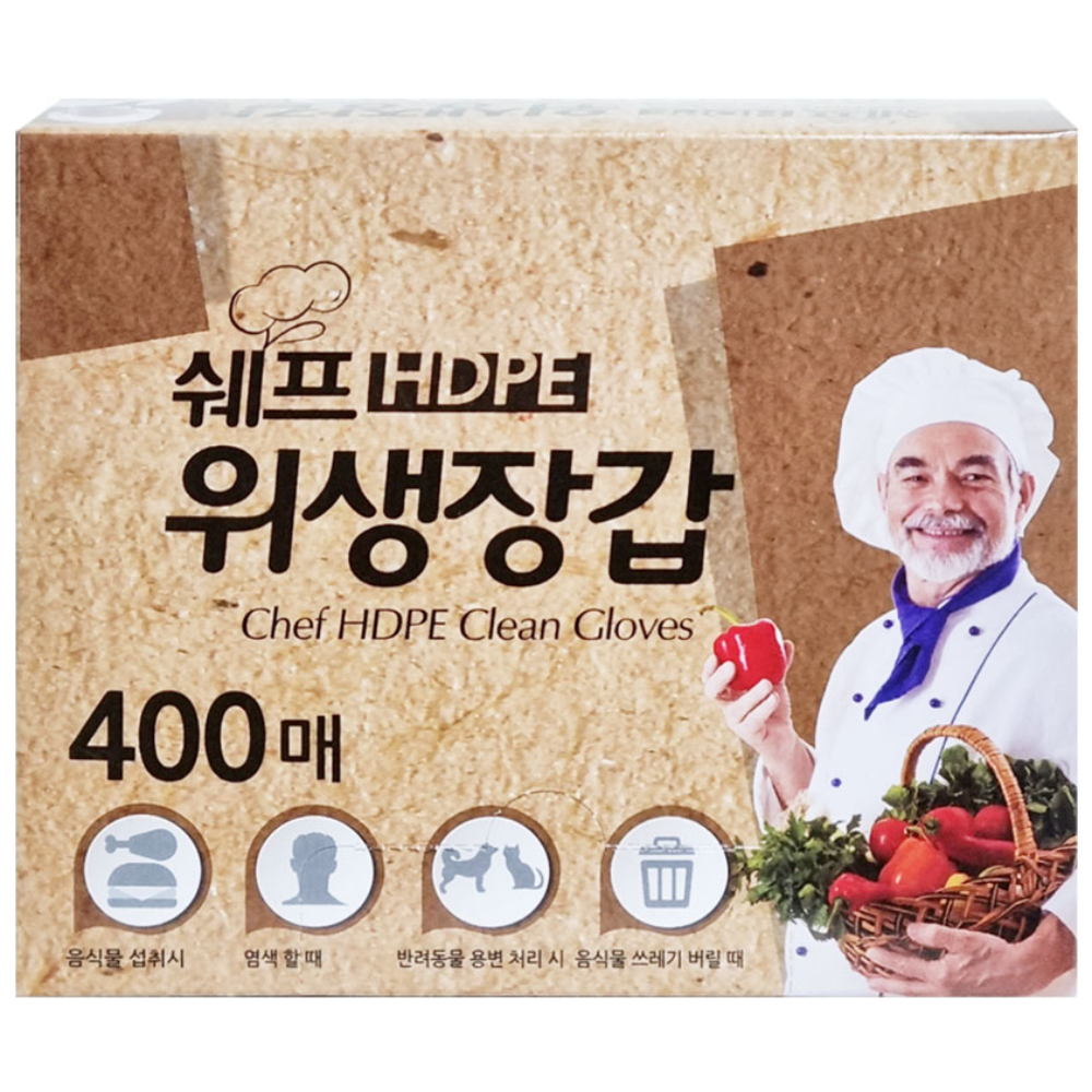 쉐프 HDPE 위생장갑 400매, 6개 28,700원