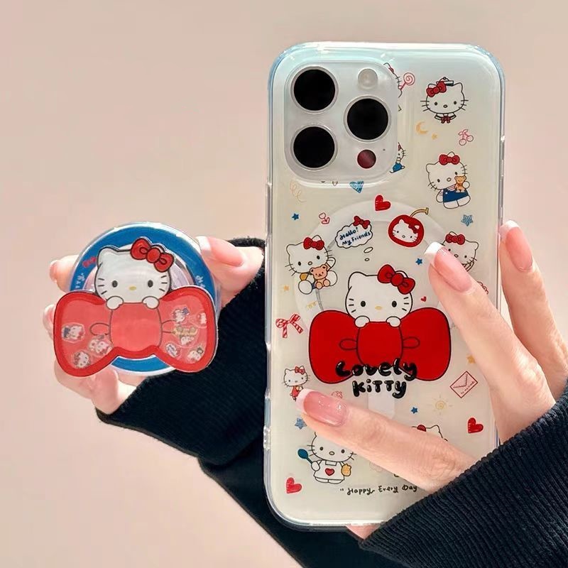 키티 고양이 맥세이프 갤럭시 S21/S22/S23/S24 케이스+리본KT 그립톡 거치대 13,290원