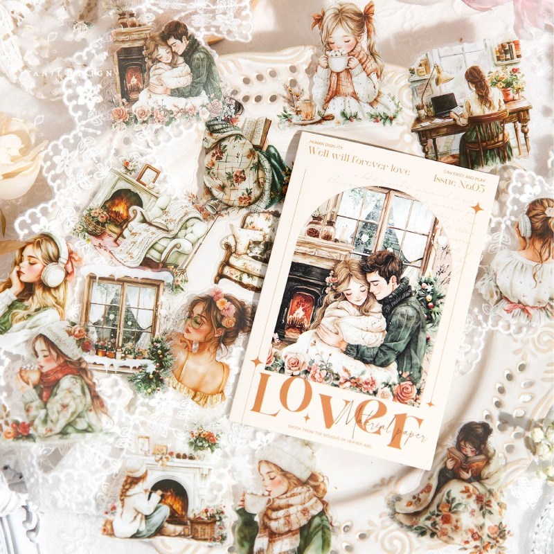 올리브파티 연인 시리즈 소녀 소년 커플 인물 빈티지 다꾸 감성 스티커 30매 세트 13,500원