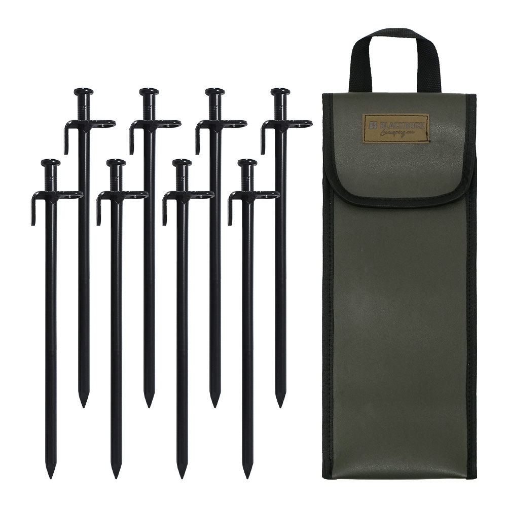 블랙벅 강철 단조팩 30cmx8개 + 가죽팩가방 단조팩 캠핑팩세트 타프팩 캠핑팩 텐트팩 캠핑용품 텐트 타프 14,900원