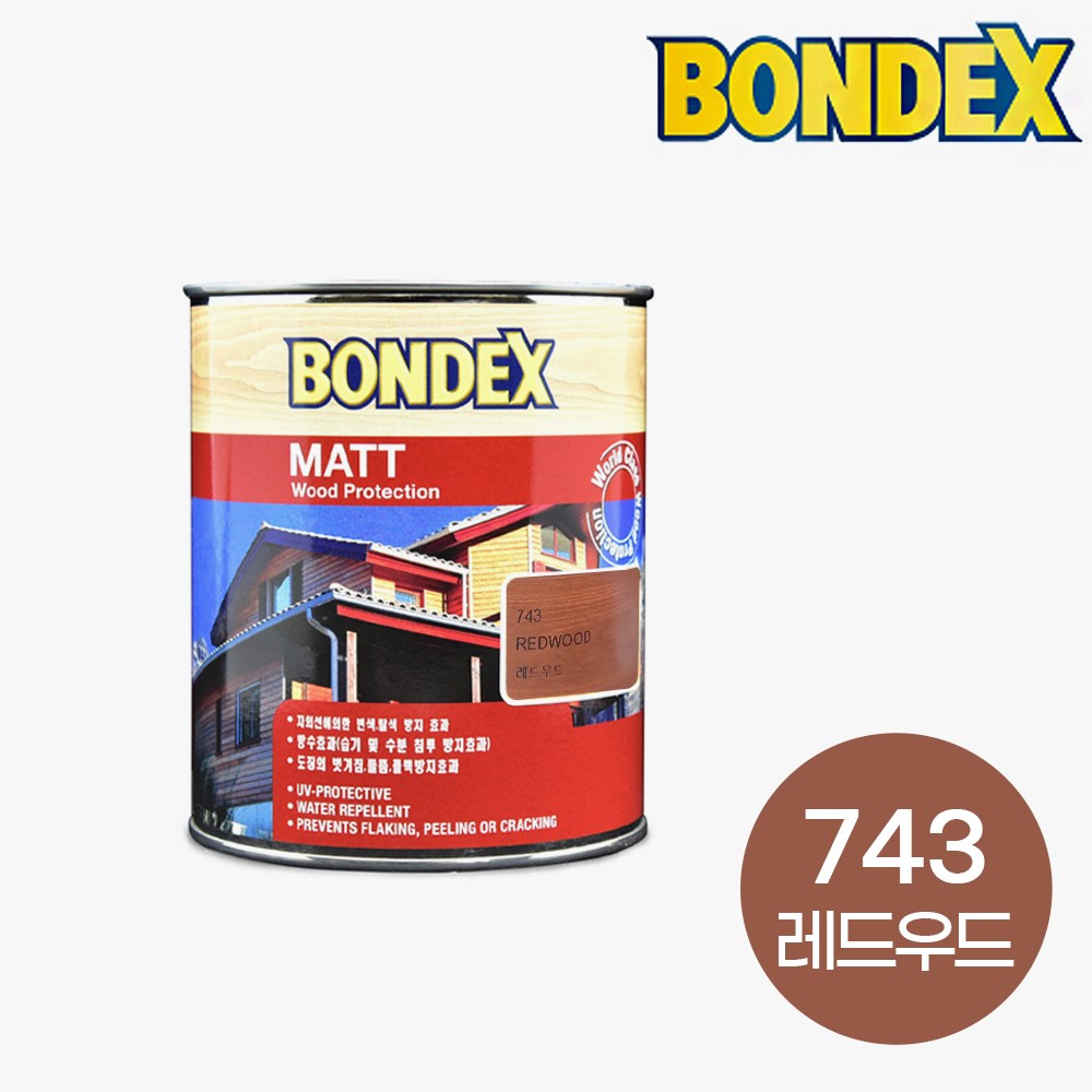 본덱스 우드스테인 743 레드우드 무광 750ml 목재 방부 방충용 도료 오일스텐, 1개 23,580원