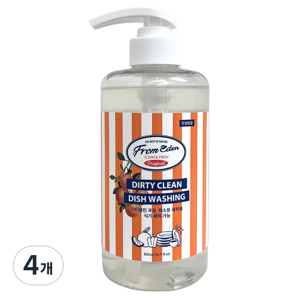 더티클린 천연성분 식물성 주방세제 자몽향 (식기, 과일야채, 젖병가능), 4개, 500ml 23,520원