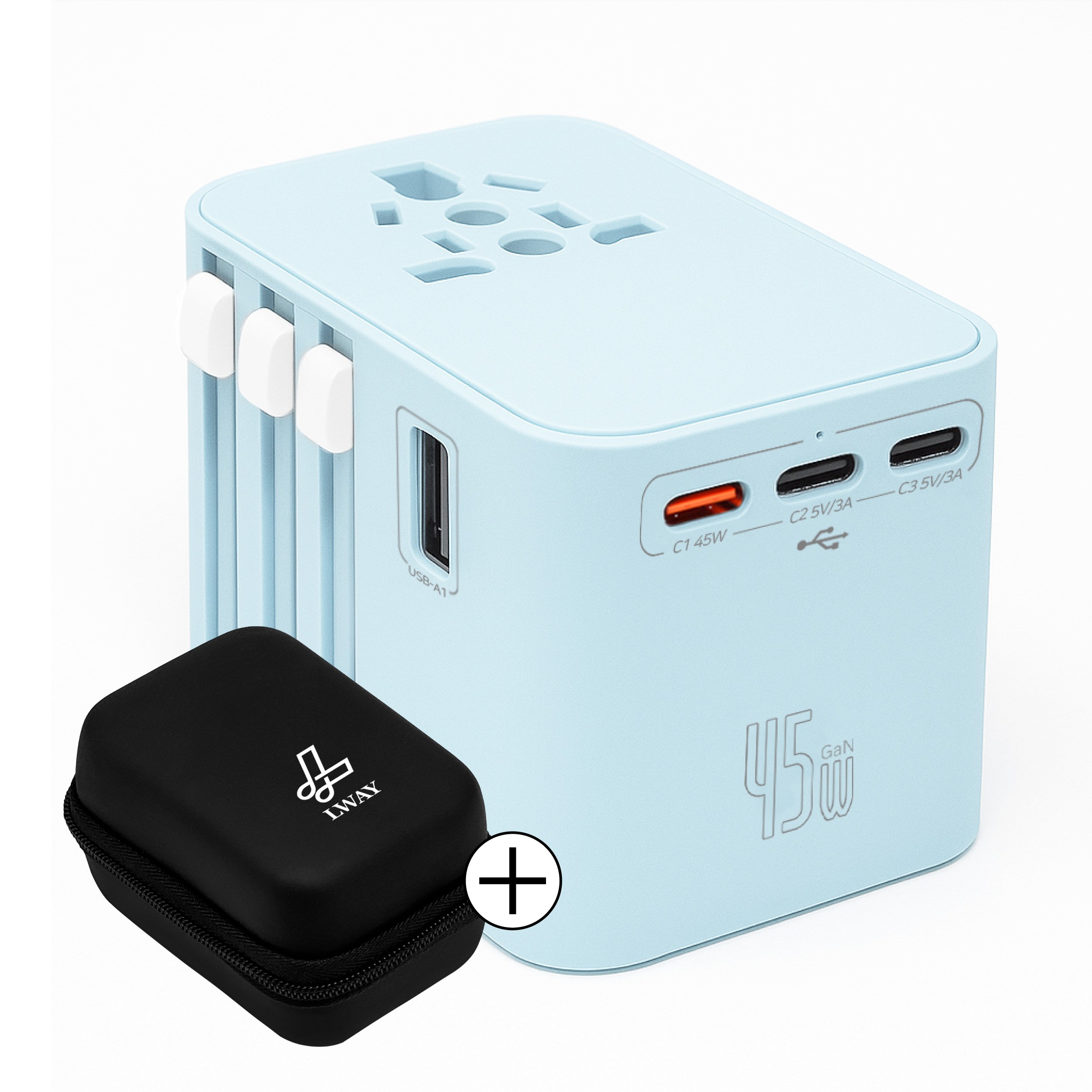 르웨이 GaN 45W 초고속 충전 5포트 고성능 해외 여행용 멀티 플러그 어댑터 최대 2500W 21,000원