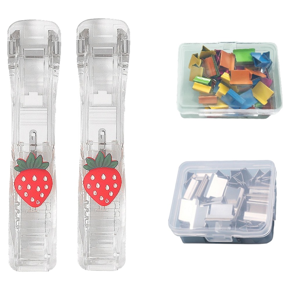 문구담 푸시 클립퍼 2p + 기본 클립 + 컬러 클립 세트 딸기, 1세트 8,600원