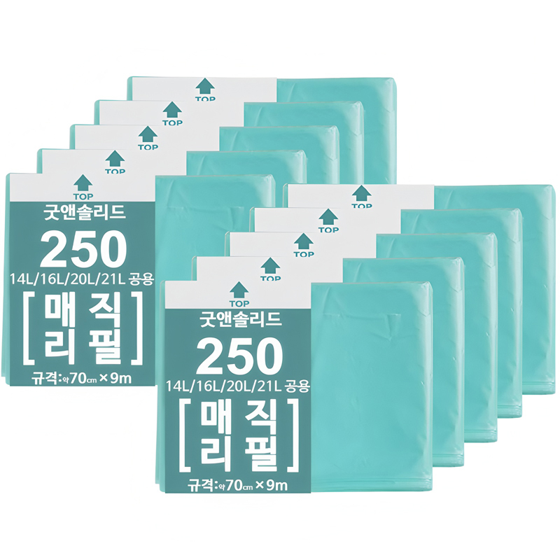 굿앤솔리드 매직 공용리필250 비닐봉투, 10개, 21L 9,020원