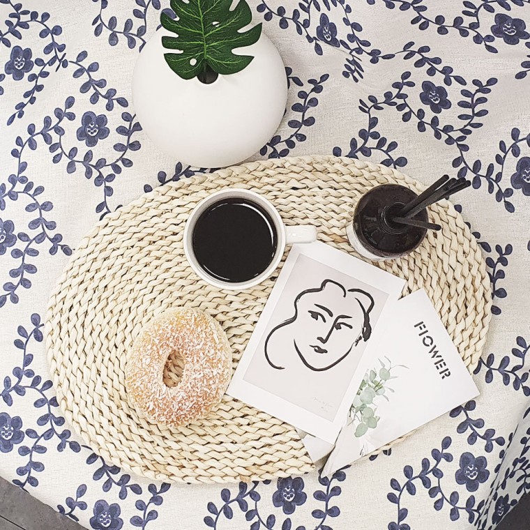 식탁보 파란꽃 린넨 테이블보 중 테이블커버 54,850원