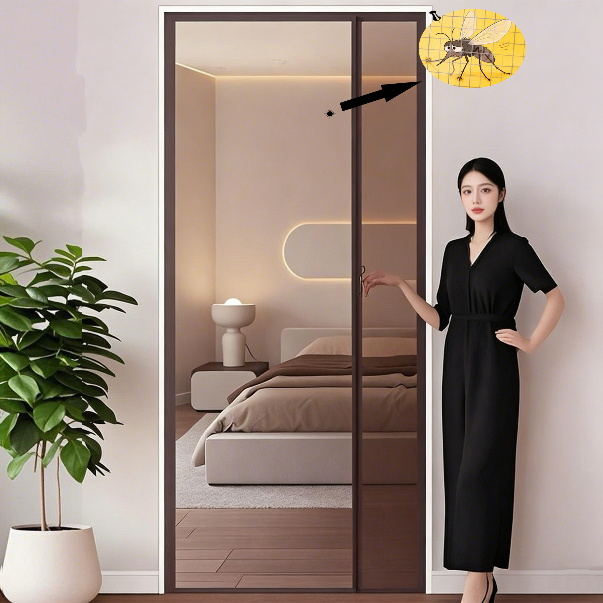 방충망 고품질 현관 미세 방충망 방충문 자석 벨크로 모기장, 1개 18,900원