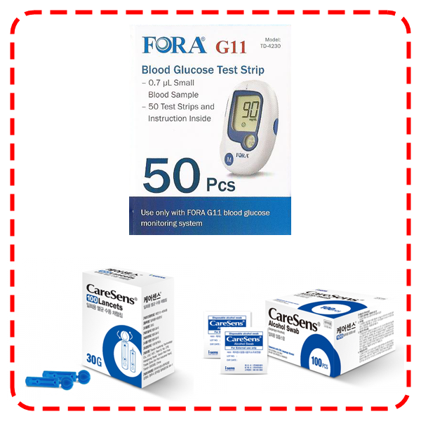 (FDA 승인) 유진포라 혈당시험지 혈당검사지스트립 50매+솜100매+침100매 세트 SW 18,000원