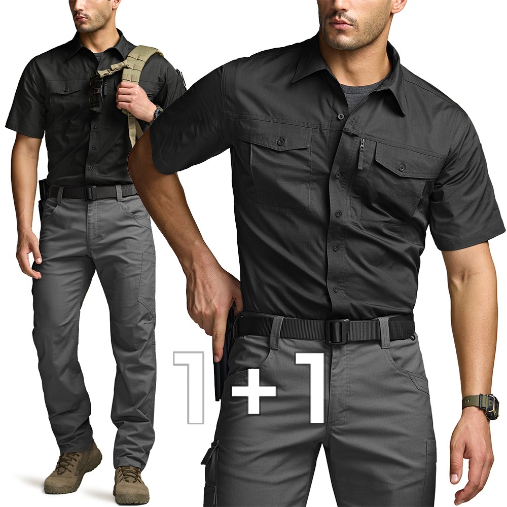 [1+1] 택티컬 아웃도어 포켓 반팔 남성셔츠 작업복 기능성 셔츠 57,800원