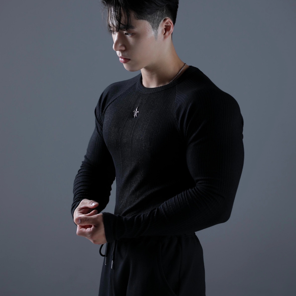 카미드 머슬핏 골지 니트 긴팔 티셔츠 79,000원