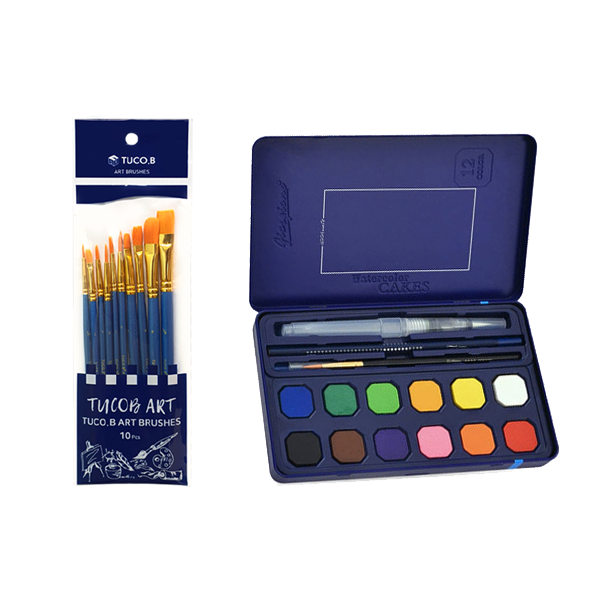투코비 아트 브러쉬 10종 + 조르조네 고체 수채화 물감 틴케이스 세트 12,380원