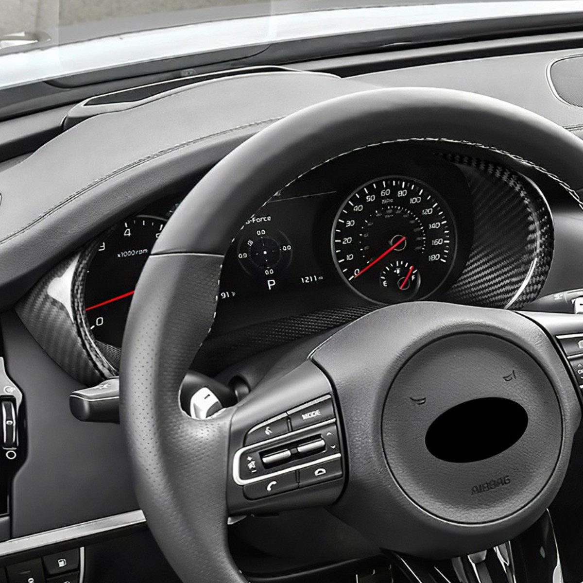 호환 기아 스팅어 2018 2019 2020 2021 2022 2023 자동차 스티어링 휠 속도계 프레임 인테리어 트림용 리얼 하드 카본 파이버, 계기판 199,990원