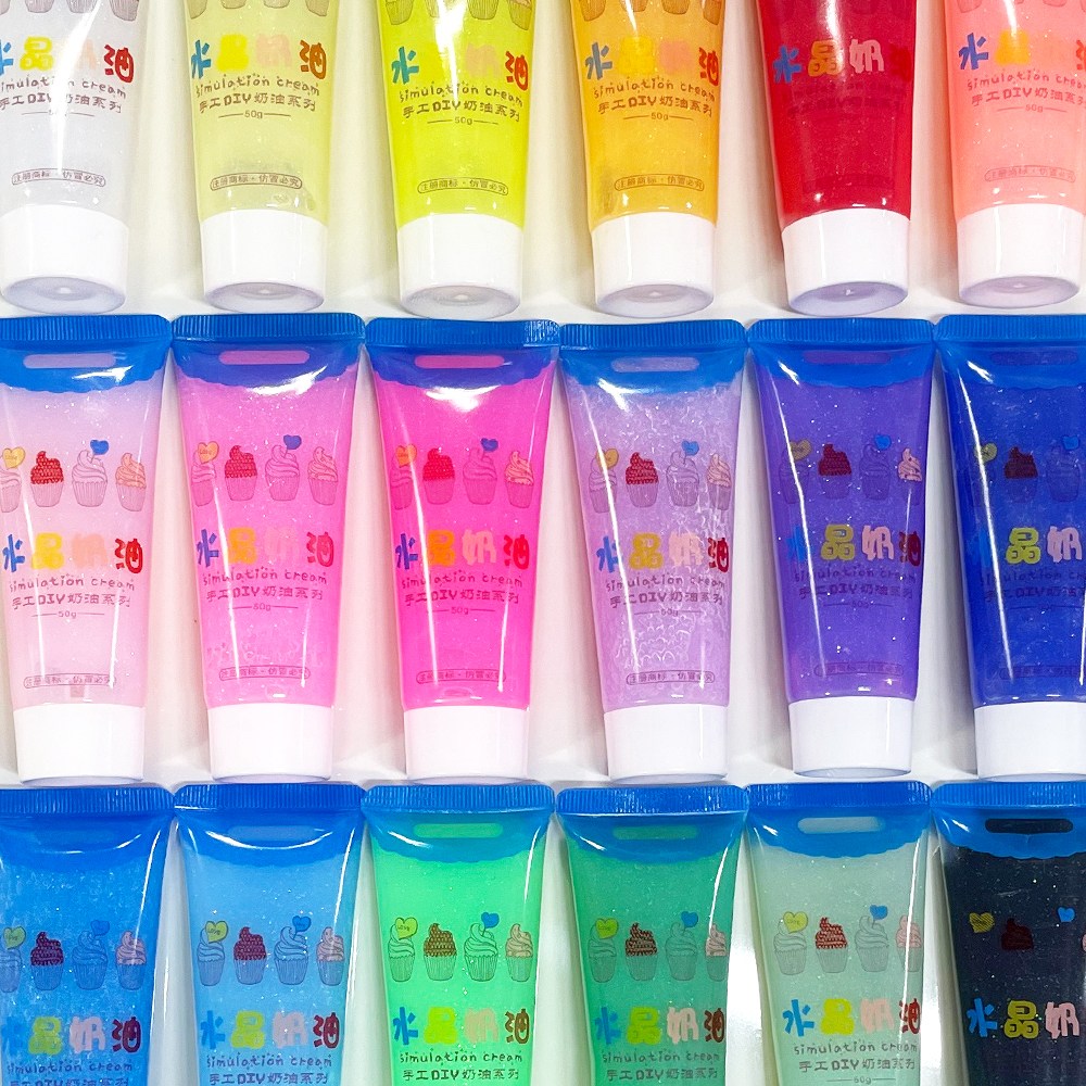 멜빈데코 튜브형 투명 글리터 생크림 본드 50g 깍지 포함 25색 아이싱 부자재 데코덴 파츠 케이스 꾸미기 악세서리 데코 2,600원