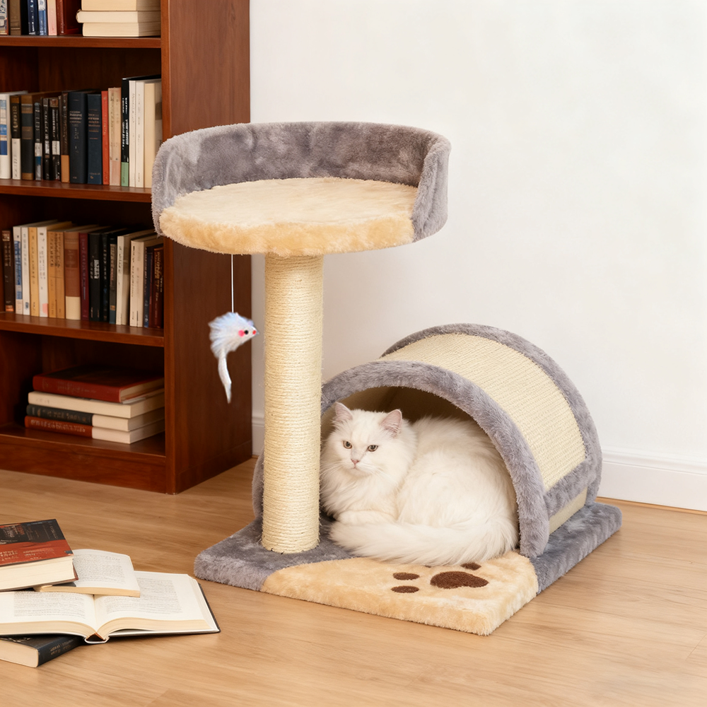 슈퍼인 소형 원목 캣타워 튼튼한미 숨숨집 미니스크래쳐캣타워, 라이트그레이, 1개 37,980원