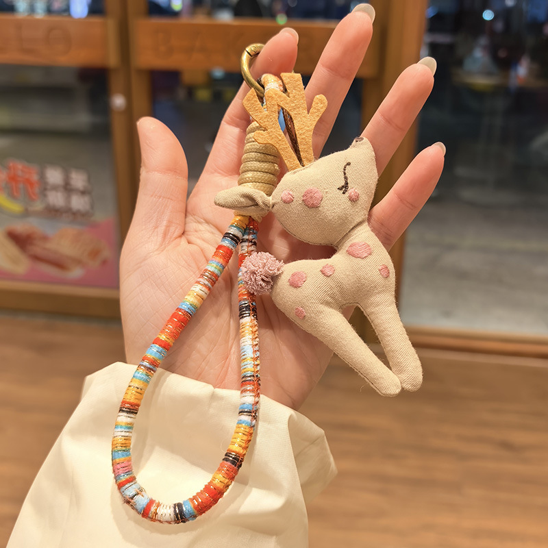 대인즈 귀여운 사슴 행운 다양한 펠트 키링 열쇠고리, 1개, 카키 9,990원