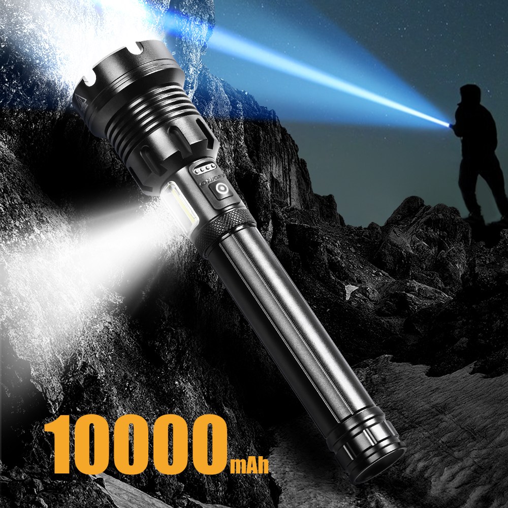EVOKME XHP160.2 손전등 LED 후레쉬 줌 써치라이트 충전식 휴대용 초걍력 고휘도 26650 10000mAh,블랙 39,900원