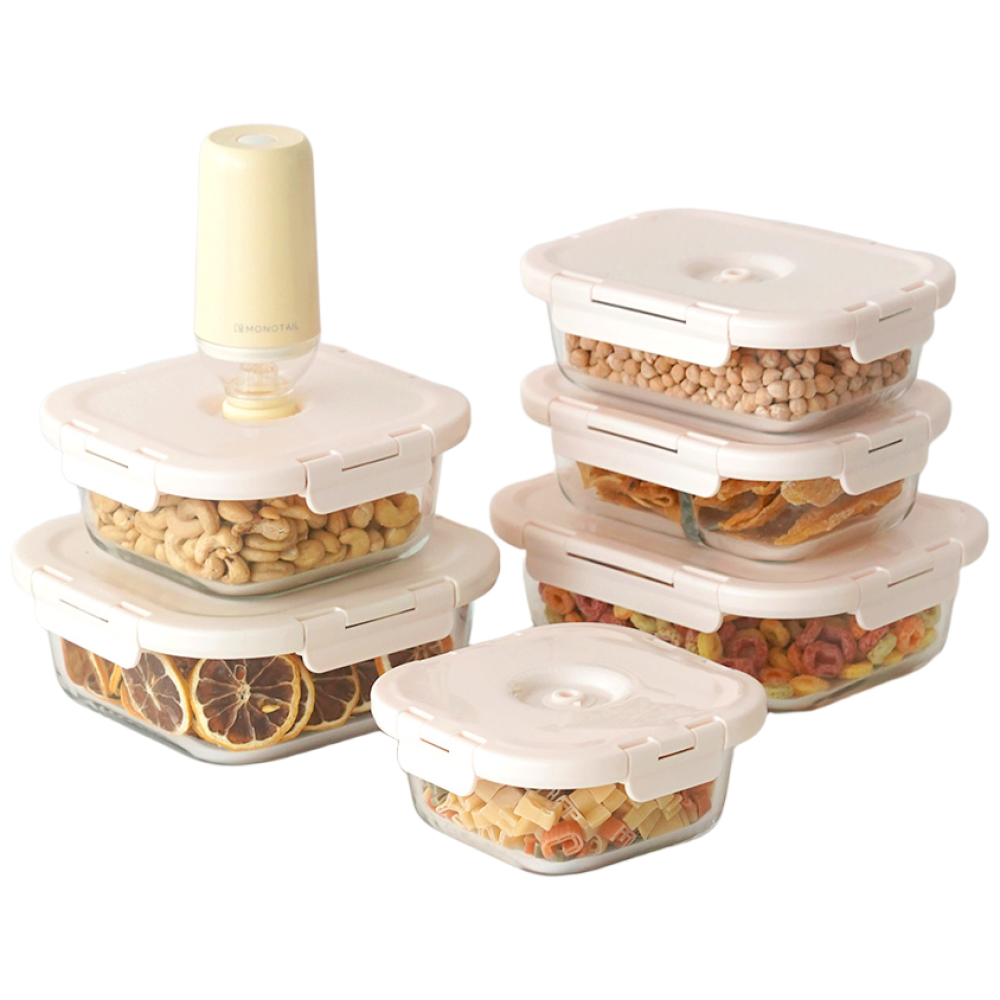 판매자특가 모노테일 내열 강화 유리 진공밀폐용기 반찬통 냉동밥보관용기 세트 53,800원