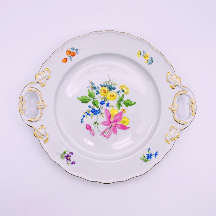 Antique 마이센 양손 케이크 접시 독일 명품접시 디저트 브런치 투핸들 플레이트, 1개 340,000원