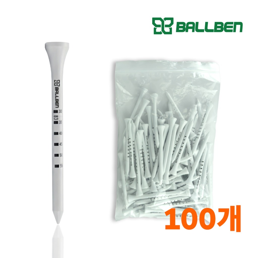 볼벤 눈금 나무 골프티 83mm 화이트 우드 롱티 100개 세트 5,000원
