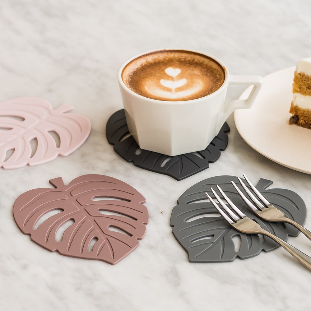 플라이토 몬스테라 나뭇잎 실리콘 컵받침 티코스터 5p 10,100원