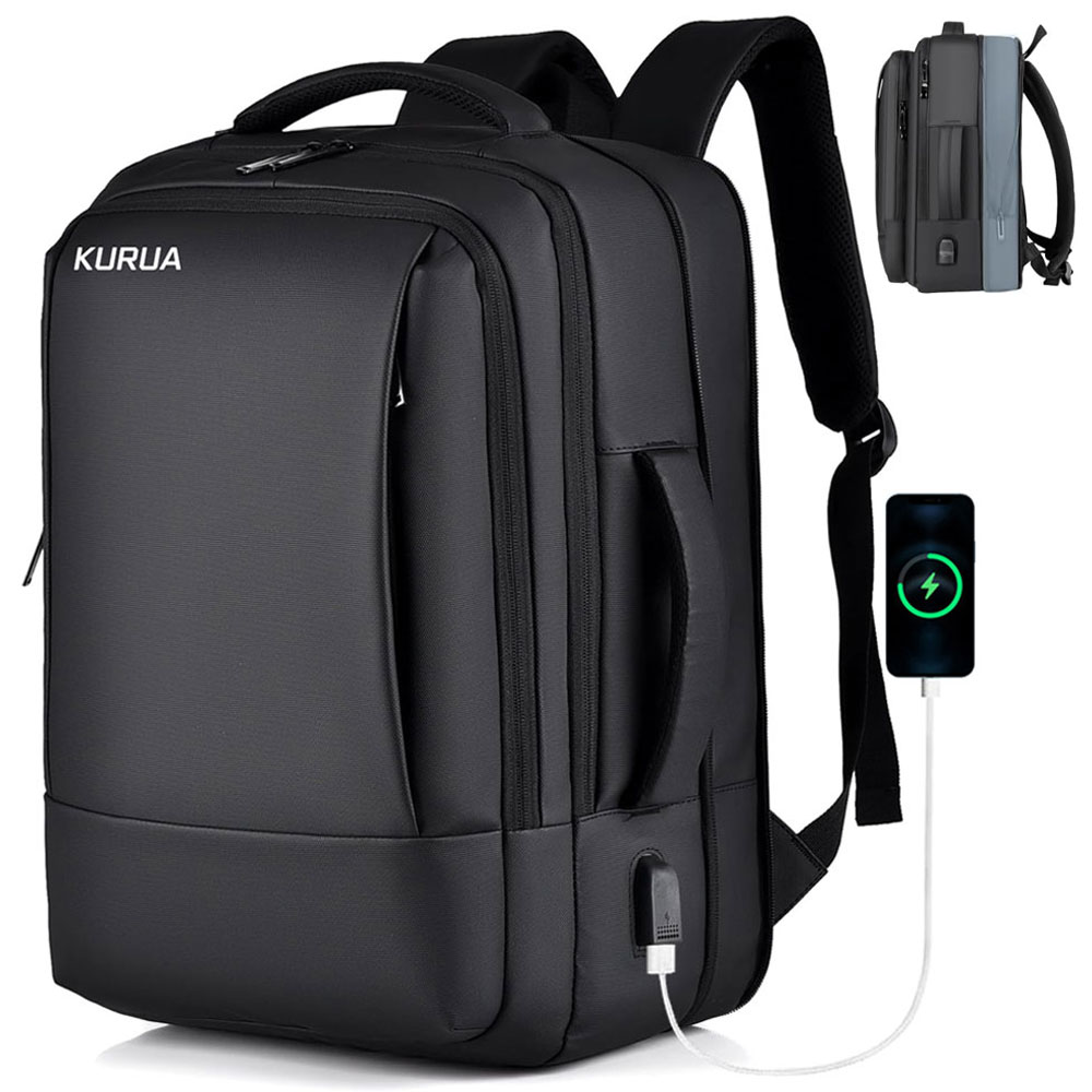 KURUA 확장형 직장인 대학생 대용량 여행용 17인치 방수 노트북 백팩 16,300원