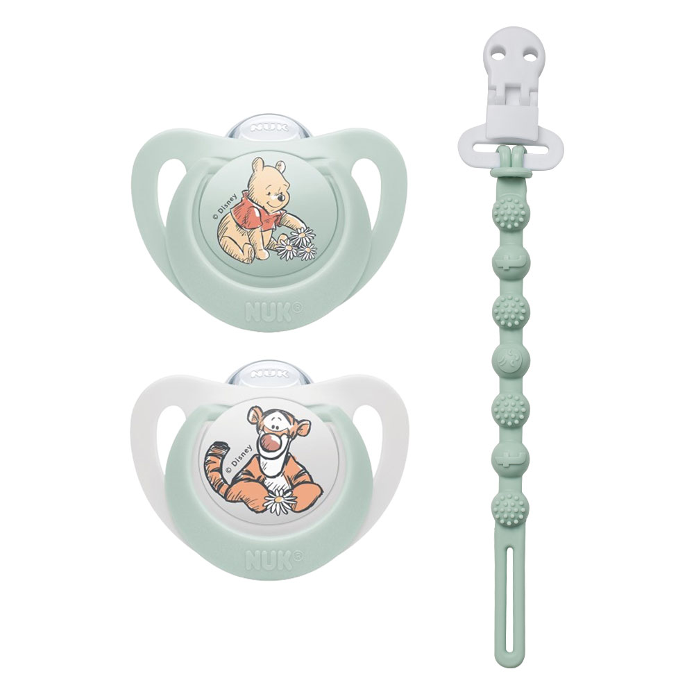 누크 디즈니 쪽쪽이 X 토트랩 쪽쪽이 홀더 SET, 1세트, 푸,티거+오팔블루, S2 (6~18개월) 15,900원